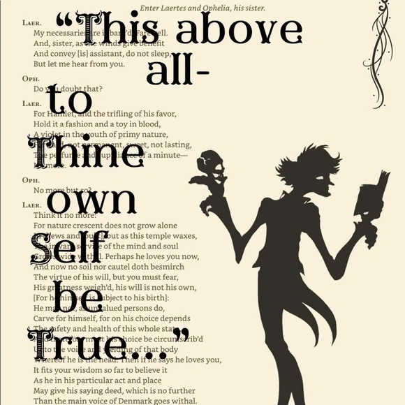 Shakespeare Wall Art, Shakespeare Print, Hamlet Wall Art, Hamlet Print, Book - Picture 2 of 5